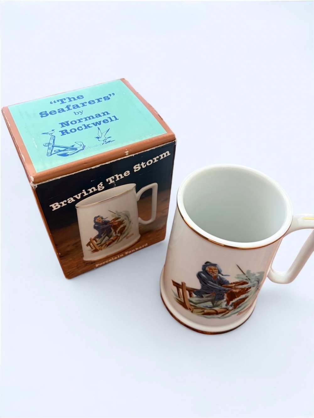 Vintage Norman Rockwell Mug 24k Gold Collectible